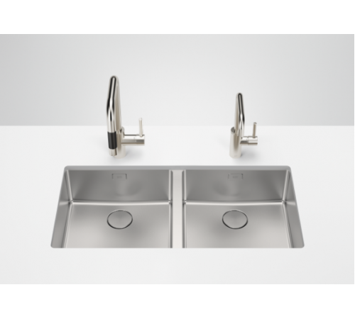 Мойка, Dornbracht, двойная, шгв 876*400*196, отверстия для смесителя-отсутствуют, цвет-сталь