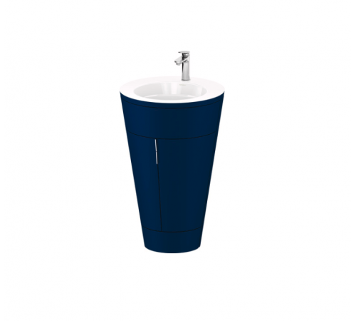 Тумба под раковину, Duravit, Starck 1, шгв 560*605*865, раковина в комплекте, цвет-белый/ночной синий матовый (Night blue Satin Matt)/хром