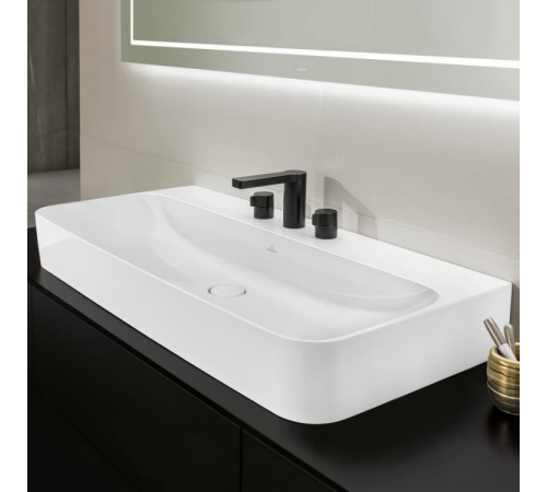 Раковина, Villeroy&Boch, Finion, шгв 1000*470*105, отверстия для смесителя-1 сквозное, 2 промаркированных, CeramicPlus, цвет-альпийский белый
