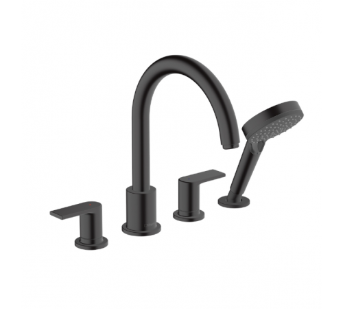 Смеситель для ванны и душа, Hansgrohe, Vernis Shape, на борт ванны, цвет-черный матовый