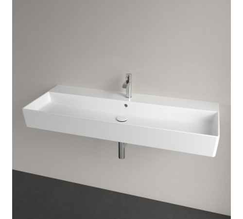 Раковина, Villeroy&Boch, Memento 2.0, шгв 1200*470*135, отверстия для смесителя-1 сквозное, 2 промаркированных, CeramicPlus, цвет-альпийский белый