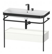 Консоль, Duravit, Happy D.2 Plus, шгв 975*490*850, с раковиной, цвет-чёрный матовый, цвет ящика-белый шелковисто-матовый