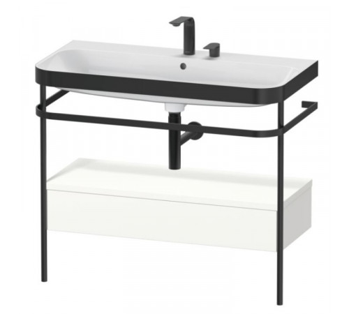 Консоль, Duravit, Happy D.2 Plus, шгв 975*490*850, с раковиной, цвет-чёрный матовый, цвет ящика-белый шелковисто-матовый