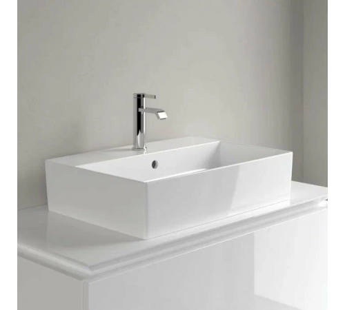 Раковина, Villeroy&Boch, Memento, шгв 500*420*90, отверстия для смесителя-1 сквозное, 2 промаркированных, CeramicPlus, цвет-камень белый
