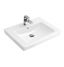 Раковина, Villeroy&Boch, Subway 2.0, шг 650*470, отверстия для смесителя-1 сквозное, 2 промаркированных, цвет-альпийский белый
