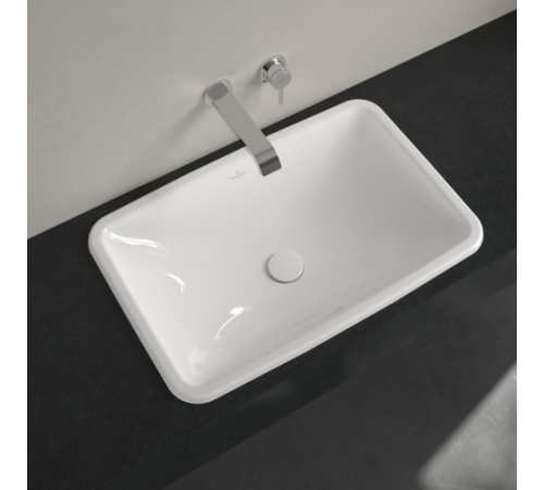 Раковина, Villeroy&Boch, Loop&Friends, шгв 675*450*180, отверстия для смесителя-отсутствуют, цвет-альпийский белый