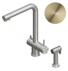 Смеситель для кухни, Quadro design, Idealaqua Inox, цвет-Light Gold PVD