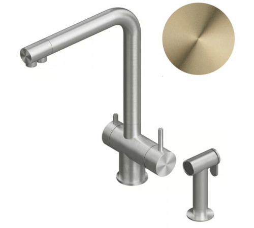 Смеситель для кухни, Quadro design, Idealaqua Inox, цвет-Light Gold PVD