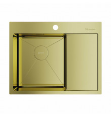 Мойка, OMOIKIRI, Akisame, шгв 650*510*200, отверстия для смесителя-1, чаша слева, цвет-светлое золото