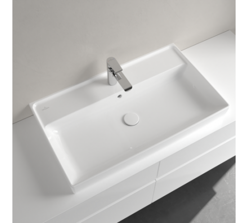 Раковина, Villeroy&Boch, Collaro, шгв 800*470*160, отверстия для смесителя-1 сквозное, 2 промаркированных, CeramicPlus, цвет-альпийский белый