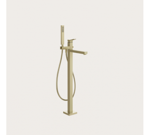 Смеситель для ванны и душа, Gessi, Rettangolo K, напольный, цвет-Brushed Brass PVD