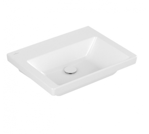 Раковина, Villeroy&Boch, Subway 3.0, шгв 600*470*120, отверстия для смесителя-отсутствуют, цвет-альпийский белый