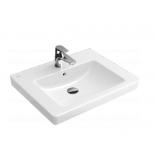 Раковина, Villeroy&Boch, Subway 2.0, шг 600*470, отверстия для смесителя-1 сквозное, 2 промаркированных, CeramicPlus, цвет-альпийский белый