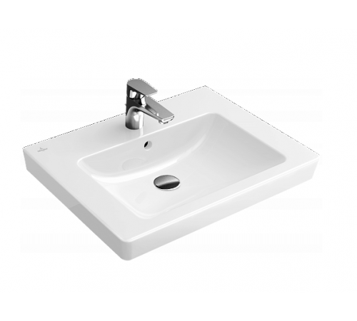 Раковина, Villeroy&Boch, Subway 2.0, шг 600*470, отверстия для смесителя-1 сквозное, 2 промаркированных, CeramicPlus, цвет-альпийский белый