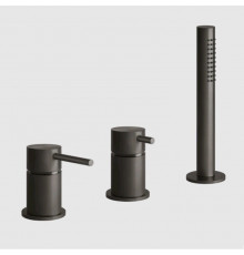 Смеситель для ванны и душа, Gessi, 316 Bath-Shower, на 2 потребителя, цвет-Black Metal Brushed PVD (старый арт. 54043/707)