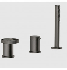 Смеситель для ванны и душа, Gessi, Anello, на 2 потребителя, цвет-Black Metal Brushed PVD