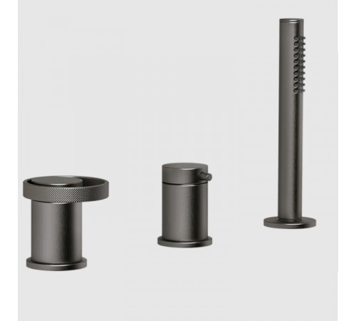 Смеситель для ванны и душа, Gessi, Anello, на 2 потребителя, цвет-Black Metal Brushed PVD