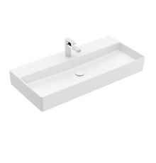 Раковина, Villeroy&Boch, Memento 2.0, шгв 1000*470*95, отверстия для смесителя-1 сквозное, 2 промаркированных, CeramicPlus, цвет-альпийский белый
