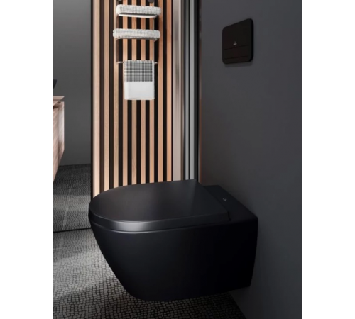 Унитаз, Villeroy&Boch, Subway 2.0, подвесной, шгв 370*560*365, CeramicPlus/AntiBac, цвет-Pure Black