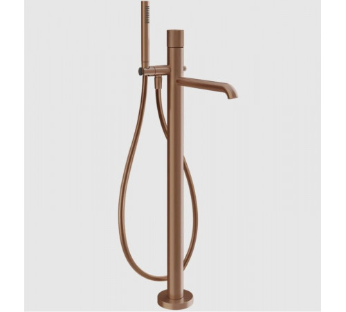 Смеситель для ванны и душа, Gessi, Habito Rigato, напольный, цвет-Copper Brushed PVD