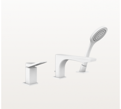 Смеситель для ванны и душа, Gessi, Rilievo, на борт ванны, цвет-белый матовый