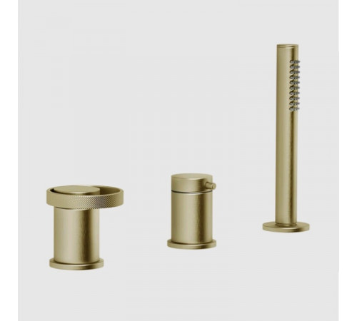Смеситель для ванны и душа, Gessi, Anello, на 2 потребителя, цвет-Brushed Brass PVD