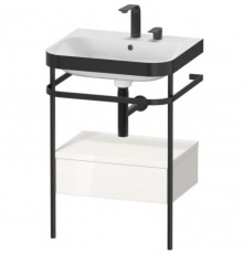 Консоль, Duravit, Happy D.2 Plus, шгв 575*490*850, с раковиной, цвет-чёрный матовый, цвет ящика-белый