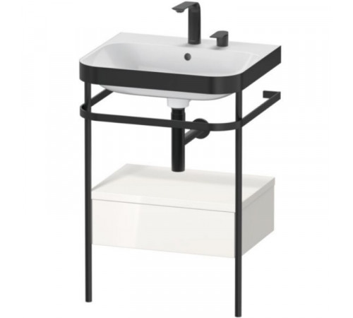 Консоль, Duravit, Happy D.2 Plus, шгв 575*490*850, с раковиной, цвет-чёрный матовый, цвет ящика-белый