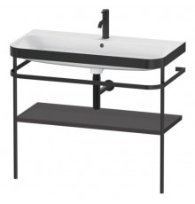 Консоль, Duravit, Happy D.2 Plus, шгв 975*490*850, с раковиной, цвет-чёрный матовый, цвет полки-графит суперматовый