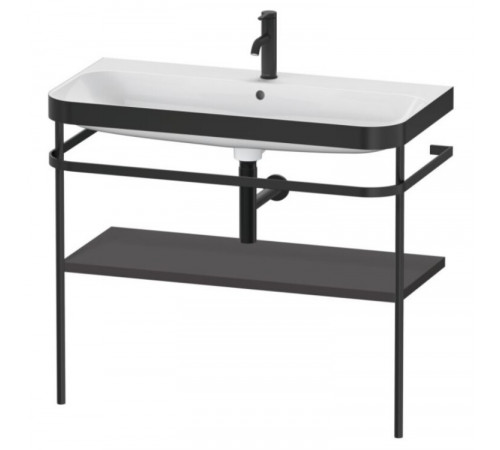 Консоль, Duravit, Happy D.2 Plus, шгв 975*490*850, с раковиной, цвет-чёрный матовый, цвет полки-графит суперматовый