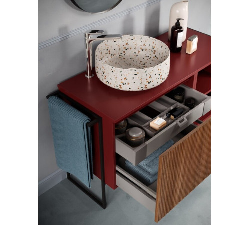 Кронштейн напольный, Artceram, Relax, декоративный, шгв 360*155*700, для тумбы, с полотенцедержателем, цвет-черный матовый (Товар заказной, возврату не подлежит)