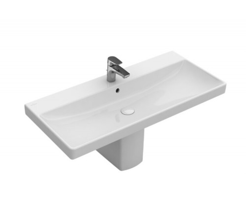 Раковина, Villeroy&Boch, Avento, шг 800*470, отверстия для смесителя-1 сквозное, 2 промаркированных, CeramicPlus, цвет-альпийский белый