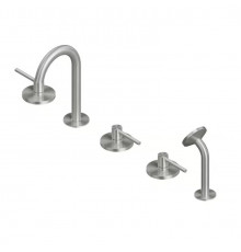 Смеситель для ванны и душа, Quadro design, FFQT, на борт ванны, цвет-Steel Brushed
