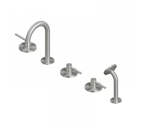 Смеситель для ванны и душа, Quadro design, FFQT, на борт ванны, цвет-Steel Brushed
