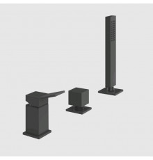 Смеситель для ванны и душа, Gessi, Rettangolo K, на 2 потребителя, цвет-чёрный матовый