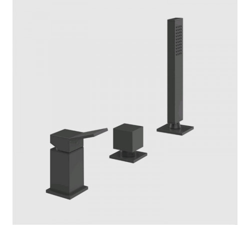 Смеситель для ванны и душа, Gessi, Rettangolo K, на 2 потребителя, цвет-чёрный матовый