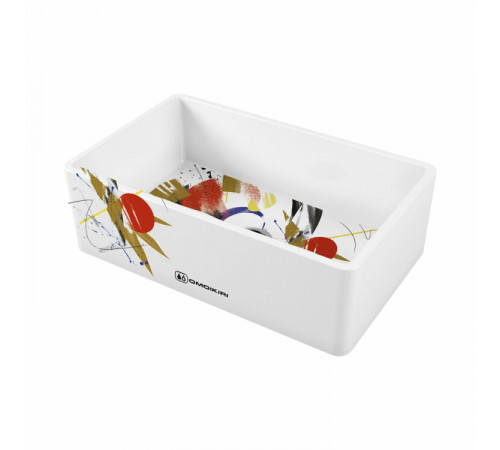 Мойка, Omoikiri, Mikura, шгв 760*460*254, отверстия для смесителя-отсутствуют, цвет-белый/декор Lemon