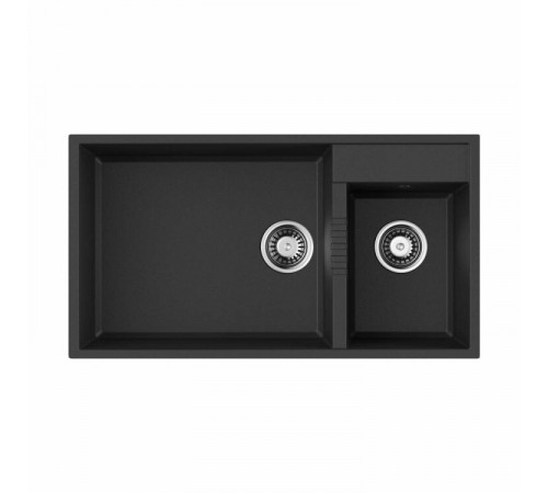 Мойка, OMOIKIRI, Tedori, шгв 850*465*235, отверстия для смесителя-2 промаркированных, чаши-2, цвет-чёрный