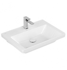Раковина, Villeroy&Boch, Subway 3.0, шгв 650*470*120, отверстия для смесителя-1 сквозное, 2 промаркированных, CeramicPlus, цвет-альпийский белый