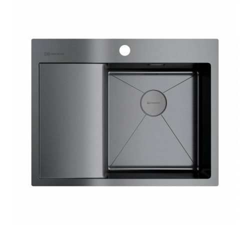 Мойка, OMOIKIRI, Akisame, шгв 650*510*200, отверстия для смесителя-1, чаша справа, цвет-вороненая сталь
