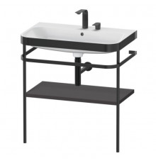 Консоль, Duravit, Happy D.2 Plus, шгв 775*490*850, с раковиной, цвет-чёрный матовый, цвет полки-графит суперматовый