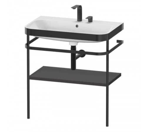 Консоль, Duravit, Happy D.2 Plus, шгв 775*490*850, с раковиной, цвет-чёрный матовый, цвет полки-графит суперматовый