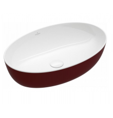 Раковина, Villeroy&Boch, Artis, шгв 610*410*130, отверстия для смесителя-отсутствуют, цвет снаружи/внутри-Bordeaux/белый