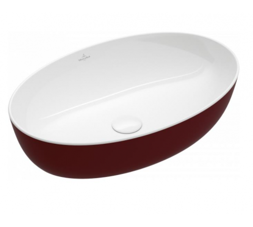 Раковина, Villeroy&Boch, Artis, шгв 610*410*130, отверстия для смесителя-отсутствуют, цвет снаружи/внутри-Bordeaux/белый
