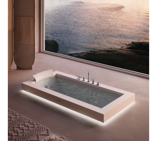 Гидромассажная ванна, Jacuzzi, Aura Uno Corian, шгв 1850*950*660, цвет ванны/смесителя-белый/хром
