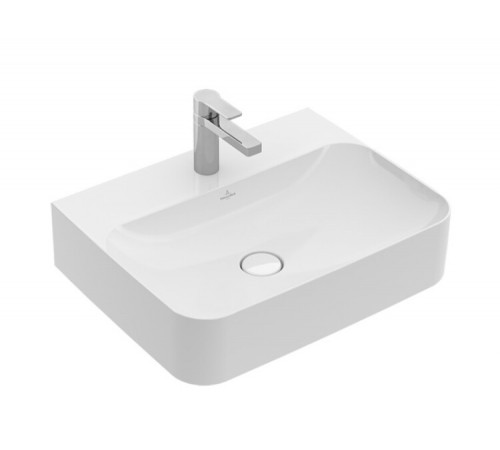 Раковина, Villeroy&Boch, Finion, шгв 600*470*125, отверстия для смесителя-1 сквозное, 2 промаркированных, CeramicPlus, цвет-камень белый