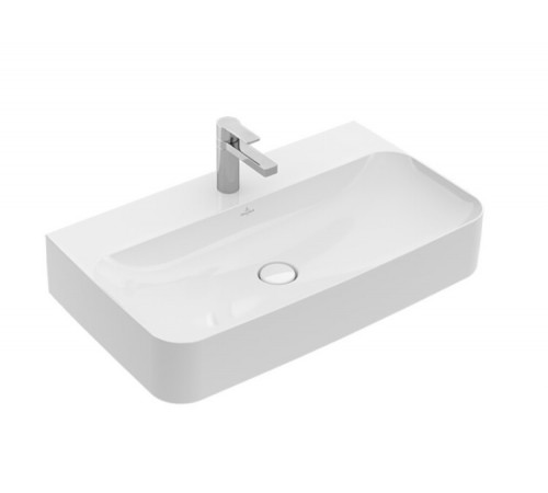Раковина, Villeroy&Boch, Finion, шг 800*470, отверстия для смесителя-1 сквозное, 2 промаркированных, CeramicPlus, цвет-альпийский белый