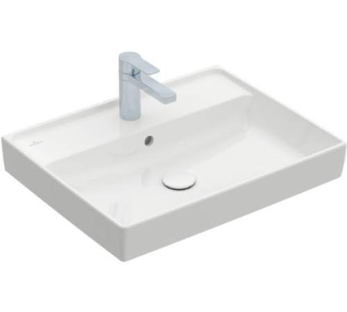 Раковина, Villeroy&Boch, Collaro, шгв 600*470*160, отверстия для смесителя-1 сквозное, 2 промаркированных, CeramicPlus, цвет-альпийский белый