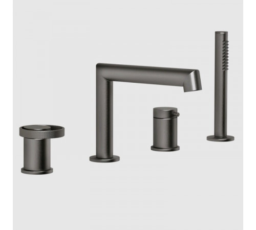 Смеситель для ванны и душа, Gessi, Anello, цвет-Black Metal Brushed PVD