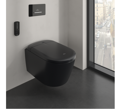 Унитаз, Villeroy&Boch, Viclean, Dusch-wc supreo select, подвесной, шгв 384*612*423, DirectFlush, CeramicPlus, ViClean, цвет-Pure Black